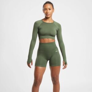 AYBL Olive Green Seamless Long Sleeve Activewear Set - Size S/M